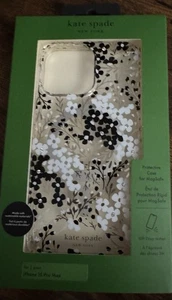 Custodia rigida Kate Spade per iPhone 15 Pro Max con MagSafe nero e bianco floreale con gemme - Foto 1 di 2