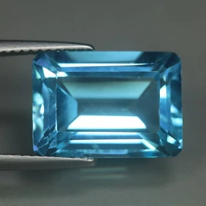 10.03 Cts_Loose Great Gemstone_100 % Natural Blue Topaz_Octagon Cut - Foto 1 di 3