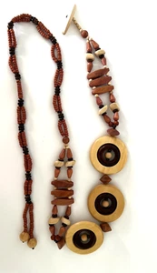 Damen Hippie Holz Kettengürtel 1960-70er Jahre 45-1/2" lang - Bild 1 von 3