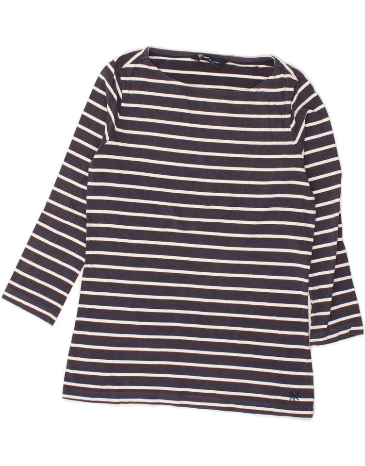 CREW CLOTHING Womens Top 3/4 Sleeve UK 8 Small Navy Blue Striped Cotton AN03 - Image 1 of 3