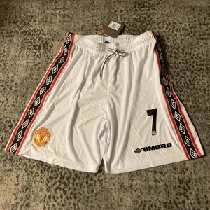 NEW Umbro Manchester United 1996 #7 Eric Cantona Shorts White Size XXL 2XL Men - Picture 1 of 12