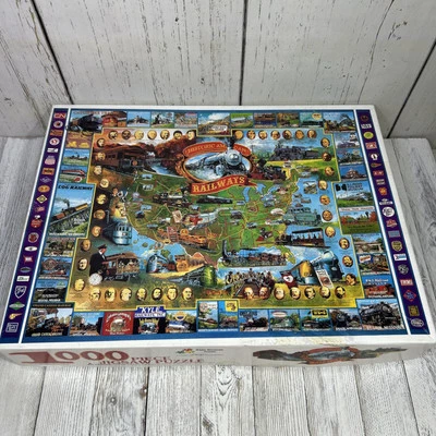HISTORIC AMERICAN RAILWAYS Train 1000 Pc 1996 Puzzle White Mountain complete - Image 1 of 4