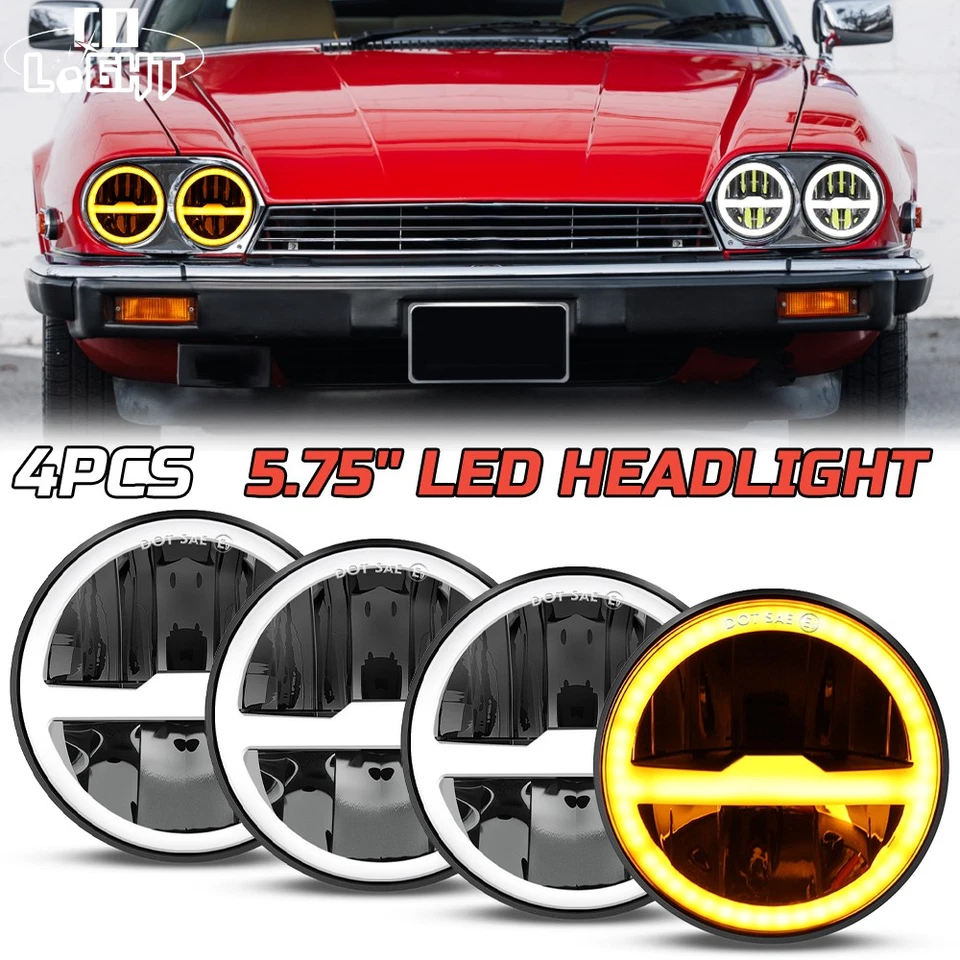 4 piezas faros LED redondos de haz alto bajo de 5,75" 5-3/4 pulgadas para Jaguar XJ XJR XJ8 Foto 1 de 4