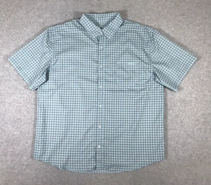 Huk Fishing Shirt Men XXL Performance Fabric Button Down Short Sleeve Teal Check - Picture 1 of 9