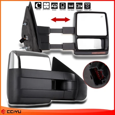 Juego de pares de espejos retrovisores laterales cromados eléctricos térmicos para Ford F-150 2007-2014 Foto 1 de 4