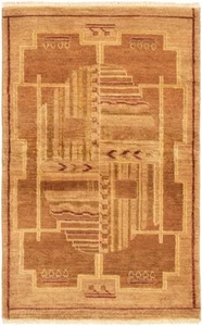 3'0" x 4'10" Traditional Vintage Hand-Knotted Wool Area Rug In Brown - Picture 1 of 9