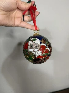 Vintage Cloisonne Emaille Metall Weihnachten Santa Rentier groß Ornament - Bild 1 von 8
