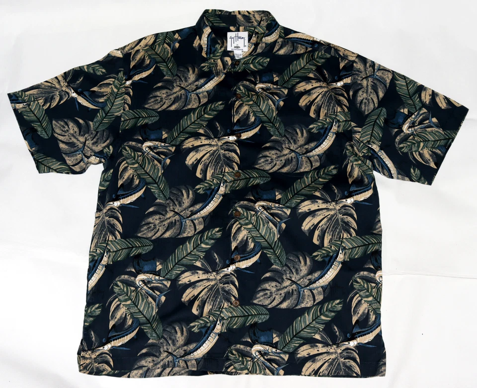 Мужская рубашка для рыбалки на пуговицах с коротким рукавом Guy Harvey By Aftco Bluewater размер XL - Изображение 1 из 4