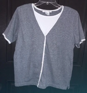 Damen Bluse Cathy Daniels M schwarz-weiß gestreift mit weiß guter Zustand - Bild 1 von 6
