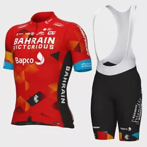 mens Bahrain team Cycling Jersey Bib Short Set Cycling bib shorts Bicycle Jersey - Picture 1 of 11