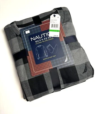 Nautica Men's 2-Pc. Relaxed-Fit Buffalo Plaid Waffle-Knit T-Shirt Pajama Pant L - Image 1 of 4