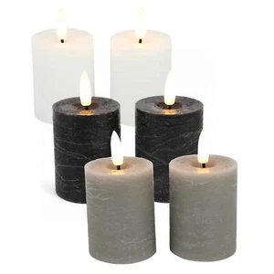 LED Kerzen Stumpenkerzen 2 St. 6/18h Timer Wachs 5x9,5cm Shabby fernbedienbar - Bild 1 von 9