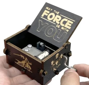 Star Wars Hand Cranked Music Box For Men Father's Day Bday Gifts Wooden Engraved - Picture 1 of 4