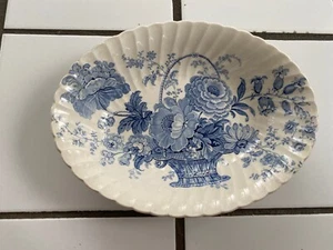 Vintage Clarice Cliff Blue Charlotte 10 x 7.25” Oval Serving Bowl In ExCond - Picture 1 of 2
