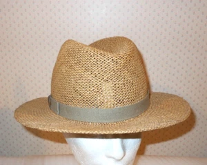 Vintage Panama Jack Stil Strohhut Herren grau Band GROß Hergestellt in den USA - Bild 1 von 7