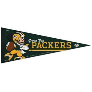 GREEN BAY PACKERS MICKEY MOUSE DISNEY ROLL UP FELT PREMIUM PENNANT 12"x30" NEW