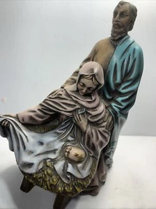 Vintage Holy Family Joseph, Mary & Baby Jesus 10.5" Porcelain Nativity Figurine - Foto 1 di 12