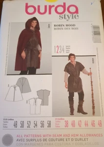 Burda Costume 7333 Robin Hood Shepherd Cape Doublet Tunic EU 48-58; US 38-48 men - Picture 1 of 2