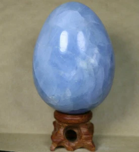 363g Natural Polished Blue Celestite Crystal Egg Stone Specimen Healing / Stand - Picture 1 of 10