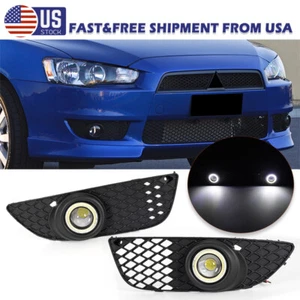 Grille Fog Light Lamp Angle Eye w/Cable Wiring For Mitsubishi Lancer 2009-2012 - Foto 1 di 13