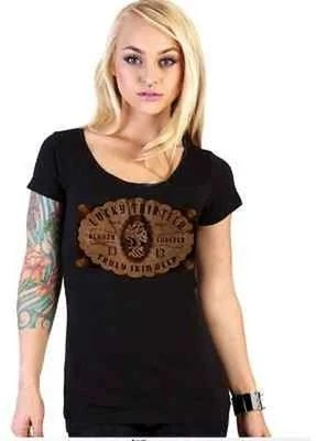 Auténtica camiseta gótica tatuaje punk cuello redondo profundo S M L Xl XL de Lucky 13 Skin Foto 1 de 3
