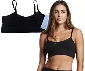 Sujetador para dormir con costillas ATLETA para mujer negro BIEN DESCANSADAS Bralette salón cómodo nuevo con etiquetas pequeño - Imagen 1 de 3