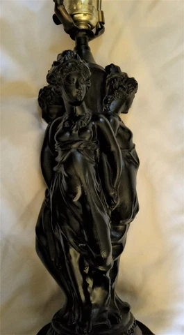VTG ART DECO ERA CAST METAL 3 LADYS FIGURIN CHANDELIER LAMP FIXTURE Cover