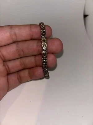 设计师 LAGOS S/S 18K Link Diamond Pave' 鱼子酱绳手链 — 第 1/4 张图片