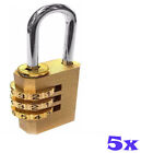 5X Heavy Duty 3 Digit Combination Brass Lock Travel Locker Luggage Pad Lock MND