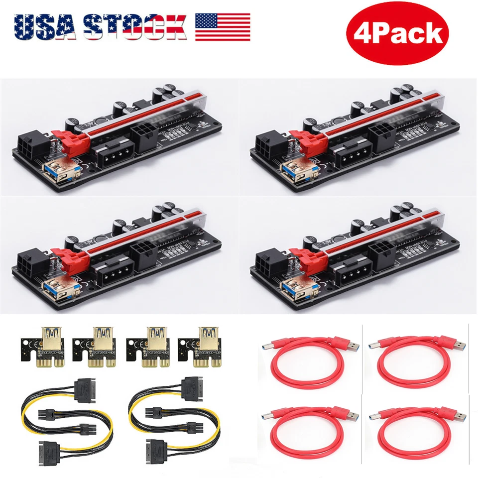 4 Pcs USB3.0 PCI-E 1x to 16x Powered GPU Riser Extender Adapter Card VER 009s - Image 1 of 4