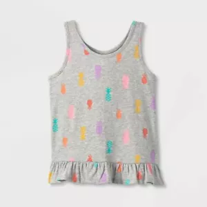 Girls' Printed Tank Top - Cat & Jack Heather Gray L (10/12) Plus - Picture 1 of 1