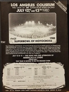 1980 Superbowl of Motocross Racing Series Event Los Angeles Coliseum Print Ad  - Bild 1 von 1