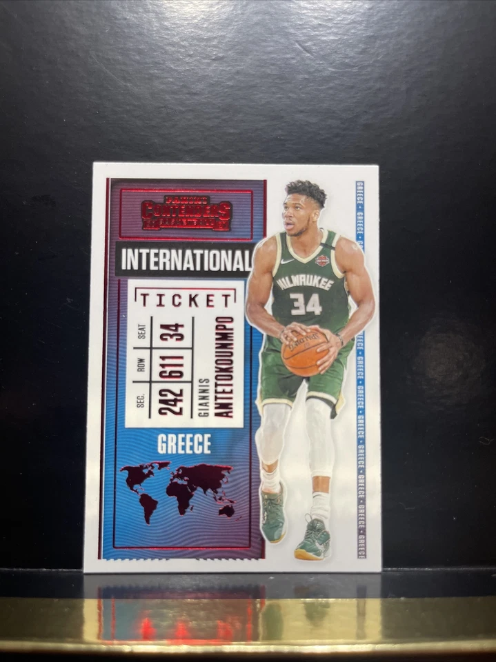 Giannis Antetokounmpo 2020/21 Contenders International Ticket Red SP #20 Bucks - Image 1 of 1