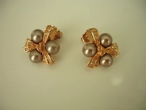 Pierre Lang Ohrringe RGO Rosegold Zirkonia Perle  NEUWERTIG - Bild 1 von 2