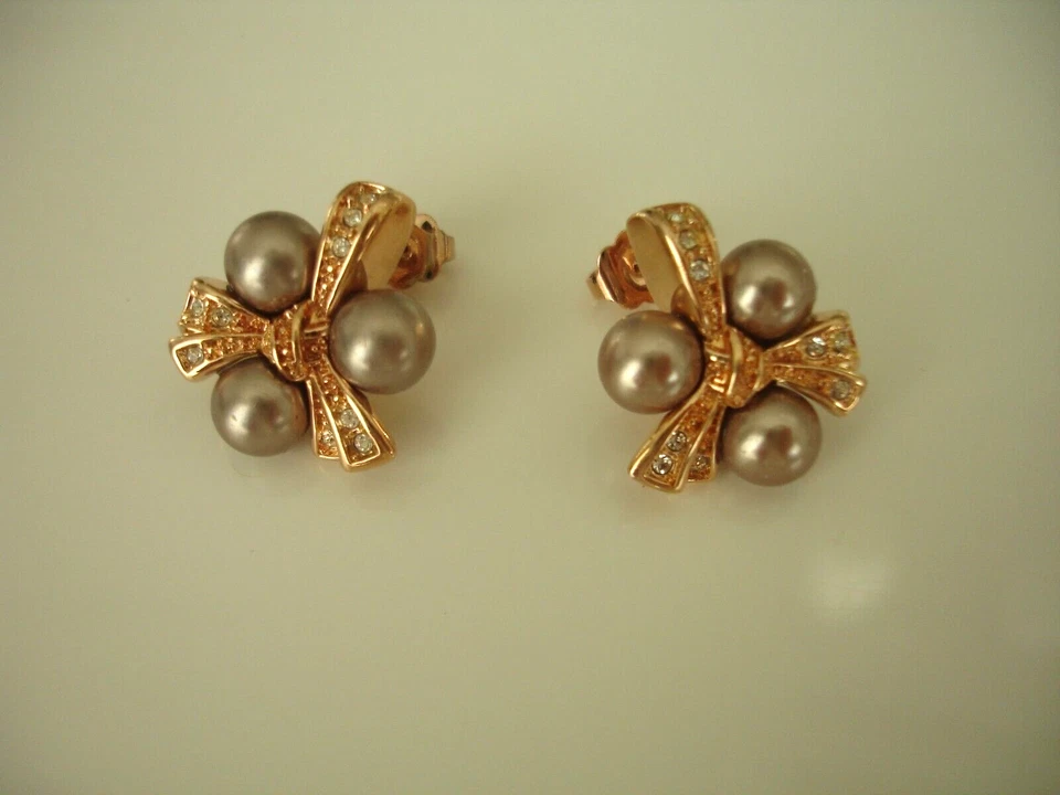 Pierre Lang Ohrringe RGO Rosegold Zirkonia Perle  NEUWERTIG - Bild 1 von 2