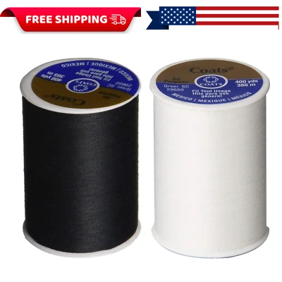 Black White All-purpose Sew Thread Coats Clark Dual Duty 400 Yard per Spool - Image 1 of 4