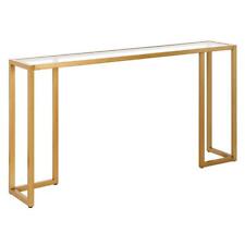 Meyer+Cross Console Table 55" x 29" Metal Frame Rectangle Brass w/ Glass Top
