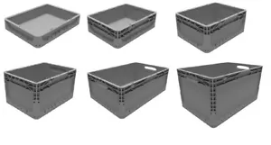 GREY Euro Stacking Heavy Duty Plastic Storage Industrial Container Boxes Crates - Picture 1 of 17