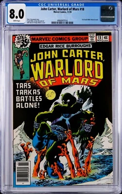 John Carter, Señor de la Guerra de Marte #18 CGC 8.0 (noviembre 1978) 1er Frank Miller Marvel Art Foto 1 de 2