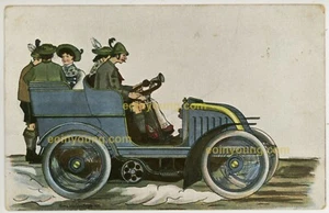 Postal de automovilismo 1905 en color. (¿Renault?) - Imagen 1 de 3
