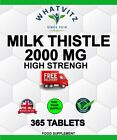 MILK THISTLE TABLETS HIGH STRENGTH 80% SILYMARIN 2000MG 365 TABLETS YEAR SUPPLY
