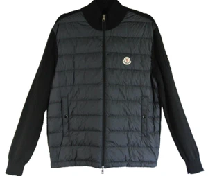 NEW Moncler Men's Padded Cotton Zip-Up Cardigan in Black SZ L #DC351 - Picture 1 of 16