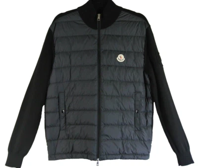 NEW Moncler Men's Padded Cotton Zip-Up Cardigan in Black SZ L #DC351 - Image 1 of 4