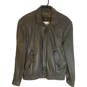 Vintage Berman's Leather Experts Men's Gray Leather, Lined Zipped Coat Size 38 - Picture 1 of 13