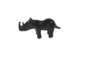 Rinoceronte Negro Vidrio Soplado a Mano Figura Colección Regalo Miniatura Estatua Caja - Imagen 1 de 5