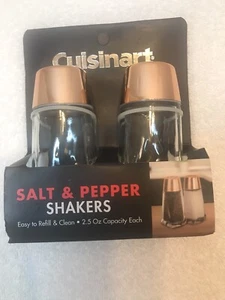 NEW Cuisinart Gold Top Salt and Pepper Shaker Set Glass Base - Picture 1 of 6