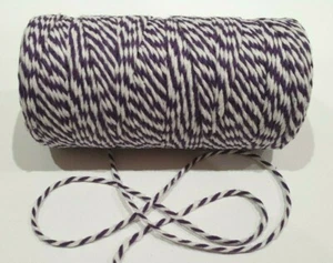 PURPLE / WHITE BAKERS TWINE 10 Metres Cotton String Gift Tag Scrapbook Card - Picture 1 of 3