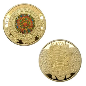 20 PCS Mexico Maya Culture Commemorative Coin Decoration Plated Gold Round - Picture 1 of 6