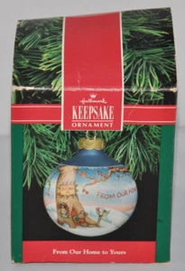 Hallmark Keepsake Ornament 1991 Glass Ball "From Our Home to Yours" Vintage Gift - Picture 1 of 7