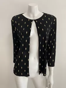 NONI sz M/10-12-14 black/gold stretchy mesh 3/4 sl evening jacket/cardigan EUC - Picture 1 of 8